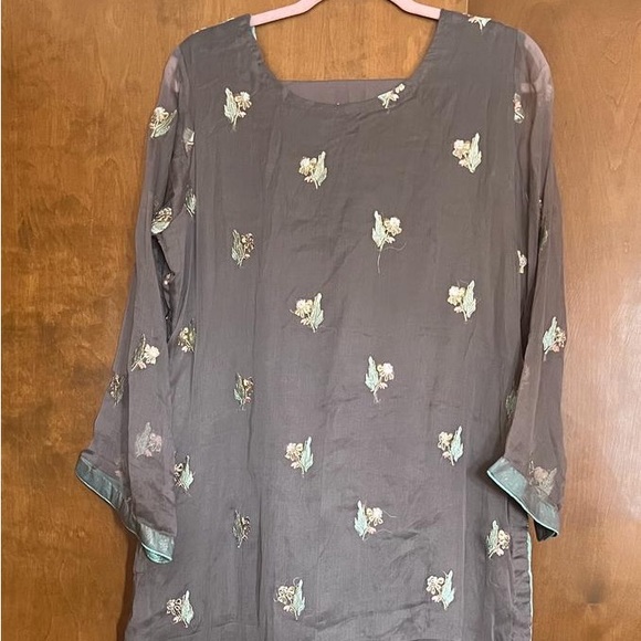 Large three pieces Georgette chiffon Indian Pakistani outfit - Picture 4 of 7